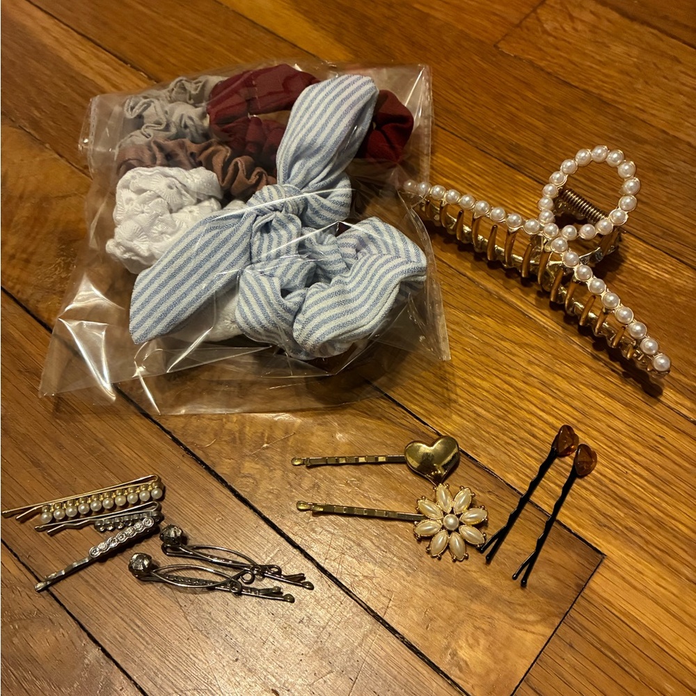 Scrunchies, Gold Hair Pins, Claw Clip, Hair Accessories NWOT